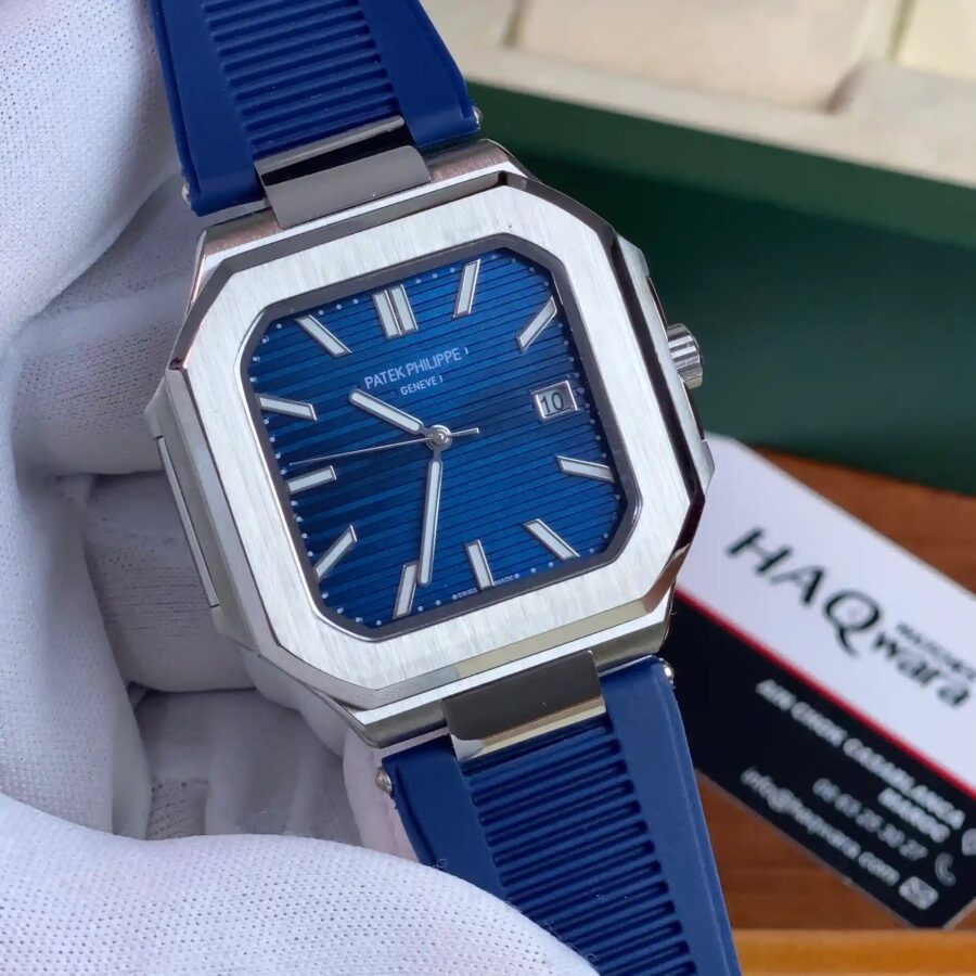 Patek Philippe Cubitus Argenté Bleu Silicone