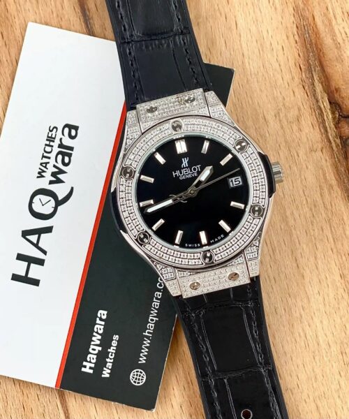 Hublot Classique Fusion Argenté Noir & Piers Femmes