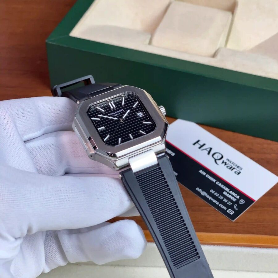 Patek Philippe Cubitus Argenté Noir Silicone