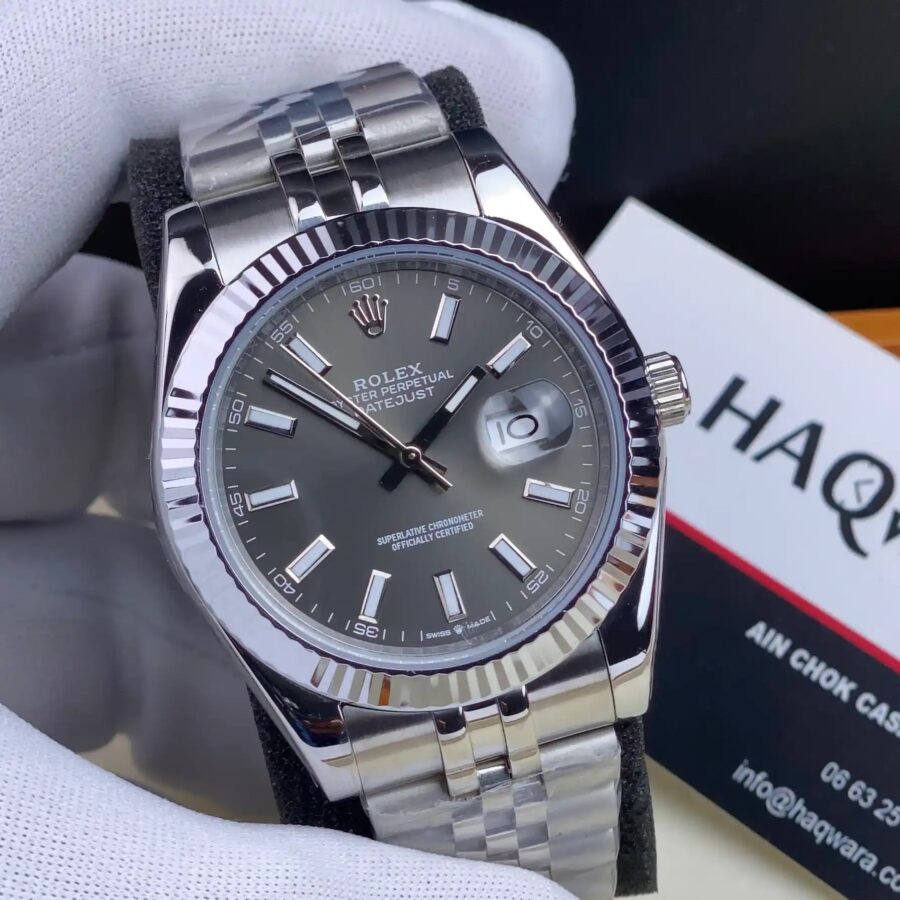 Date-just Argente Gris Hommes