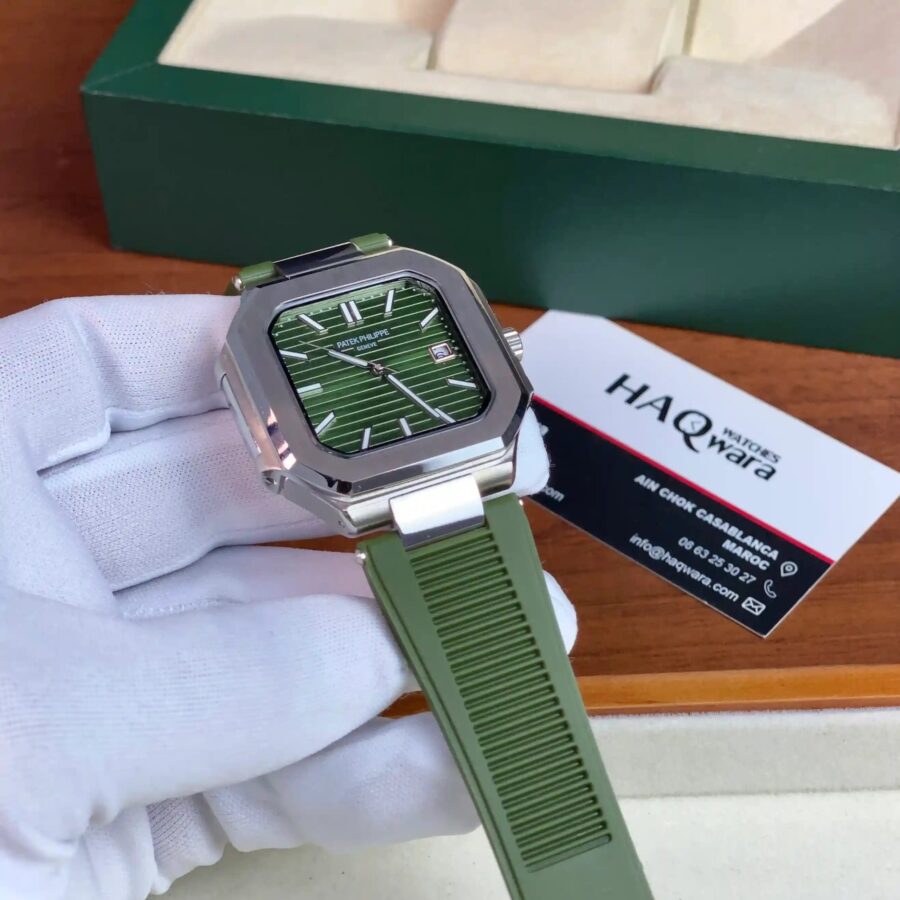 Patek Philippe Cubitus Argenté Vert Silicone