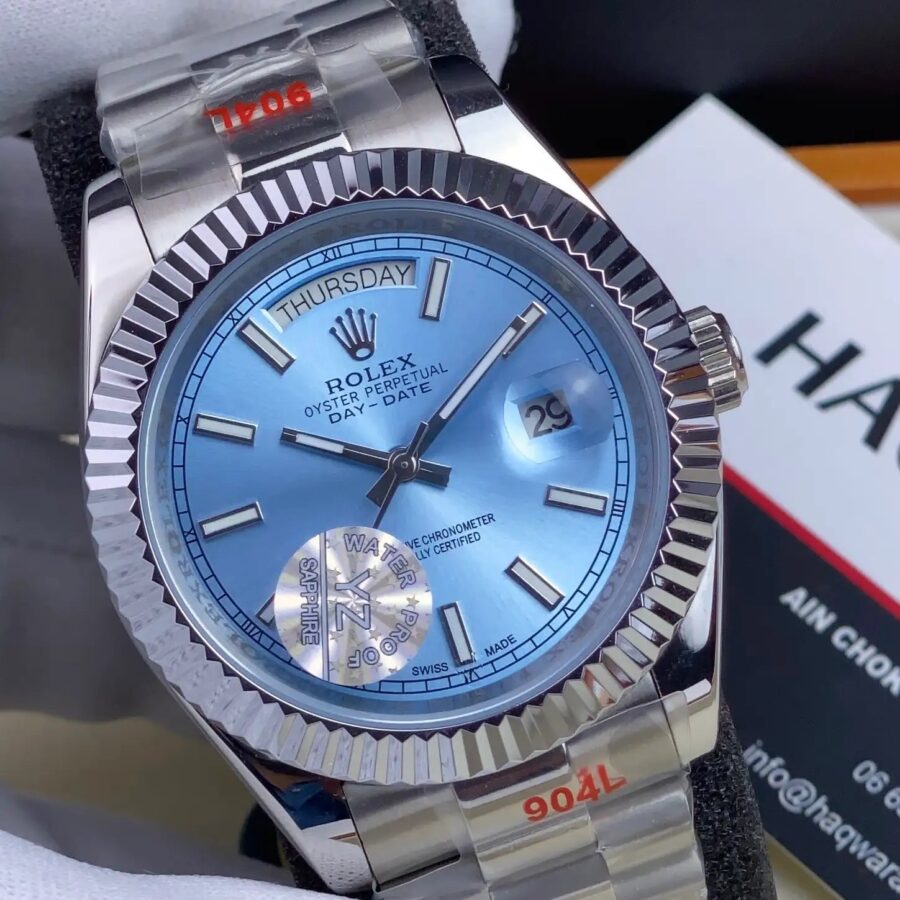 Day-Date Argente Bleu Ciel Hommes