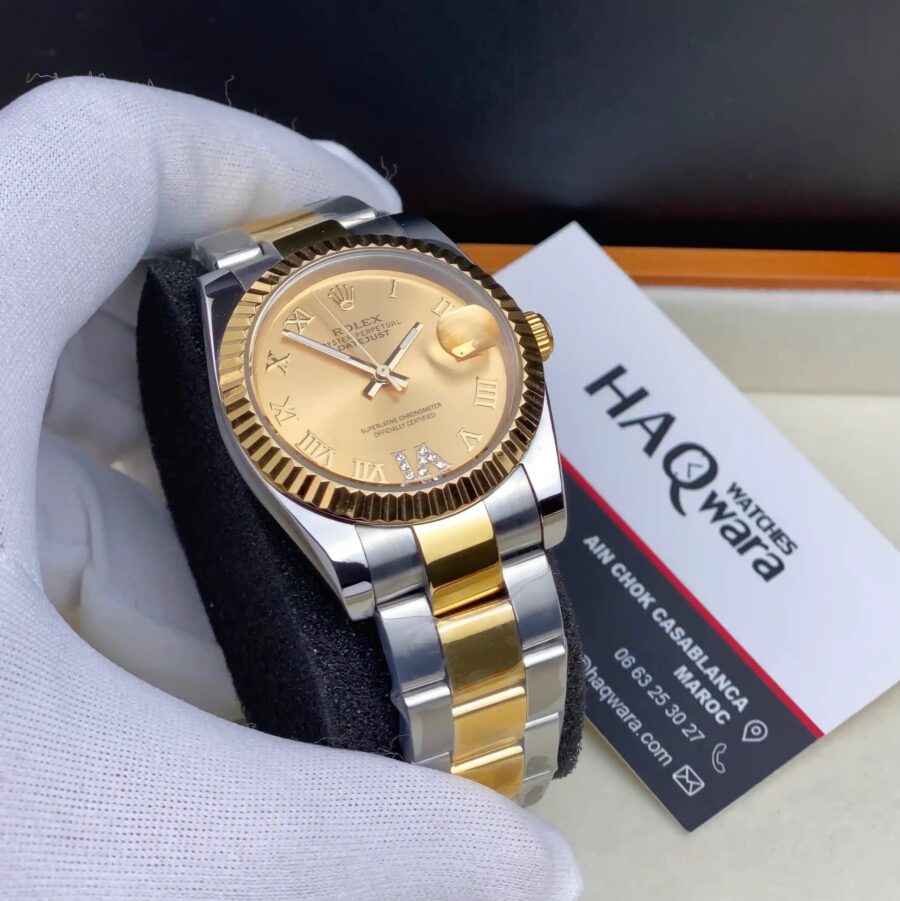 Rolex Date Just Argenté Doré Oyster Femmes