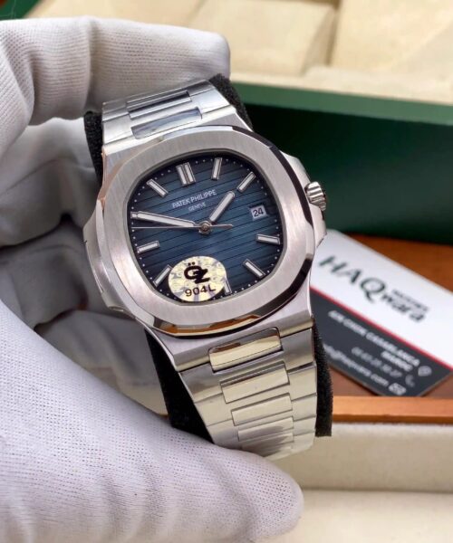 Patek Philippe Nautilus Argenté Bleu Hommes