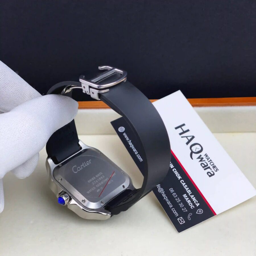 Cartier Santos Argenté Noir Automatique Hommes