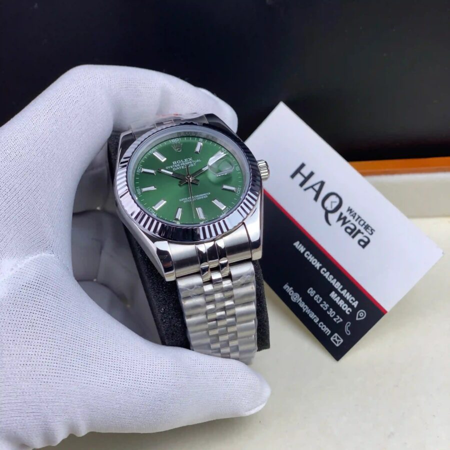 Date-just Argente Verte Hommes