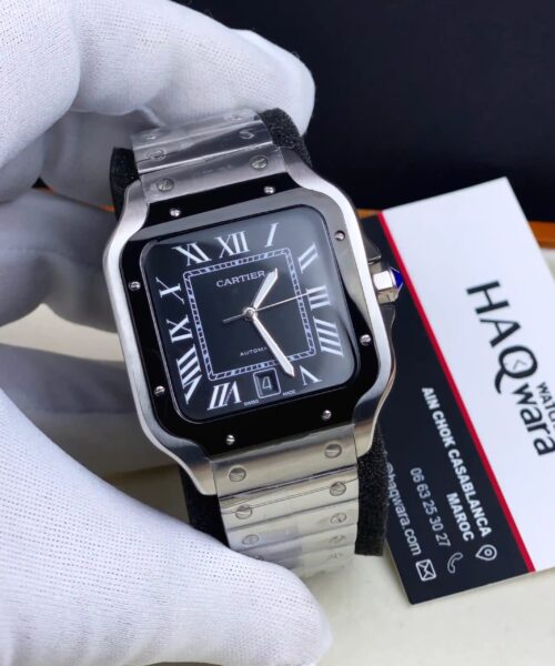 Cartier Santos Argenté Noir Hommes