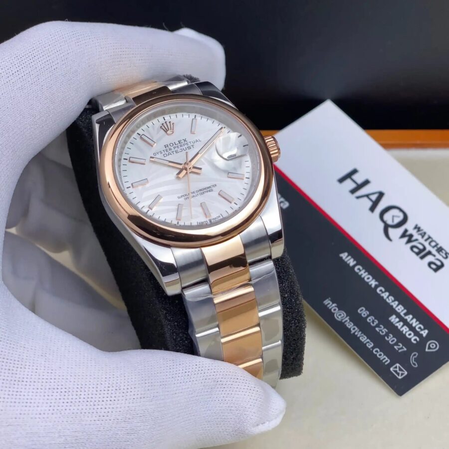 Rolex Date Just Argenté Rose Oyster Femmes