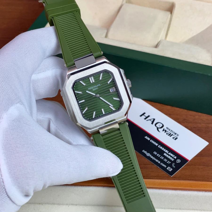 Patek Philippe Cubitus Argenté Vert Silicone