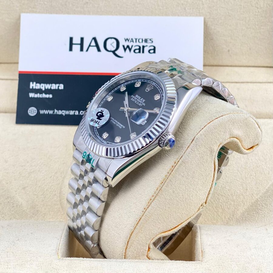 Date just A+ Argente Noir 41 Pierres Hommes