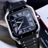 Cartier Santos Argenté Noir Automatique Hommes