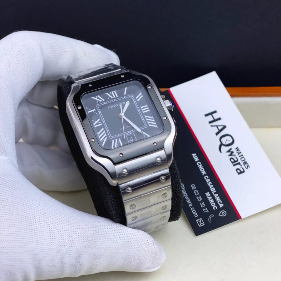 Cartier Santos Argenté Noir Hommes