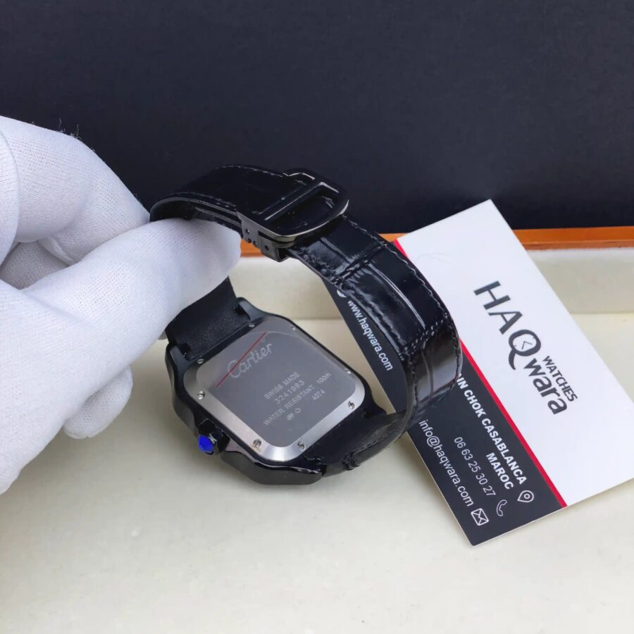 Cartier Santos Noir Cuire Automatique Hommes