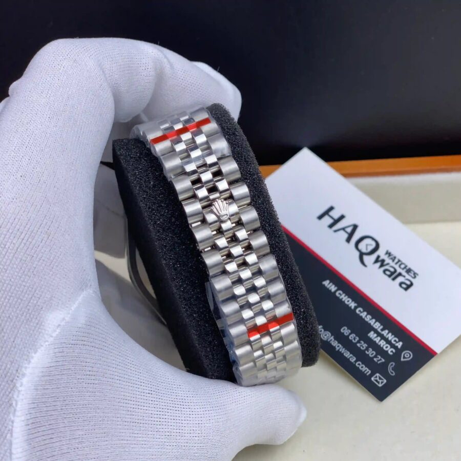 Date-just Argente Noir Hommes