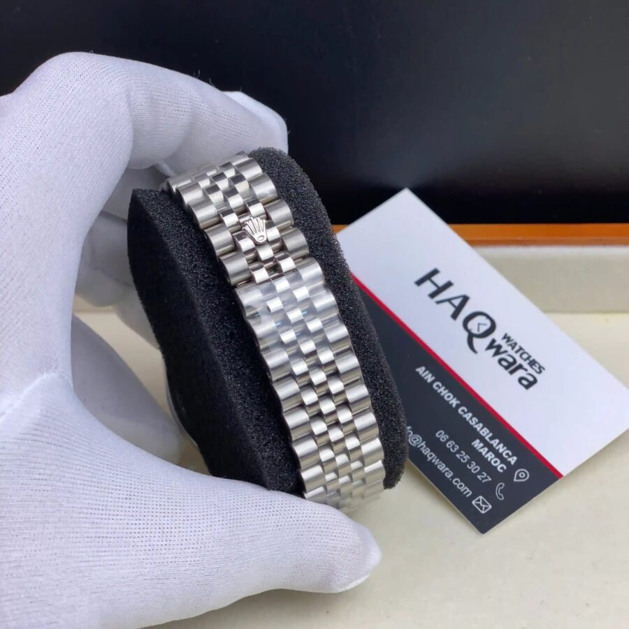 Rolex Date Just Argenté Noir Femmes