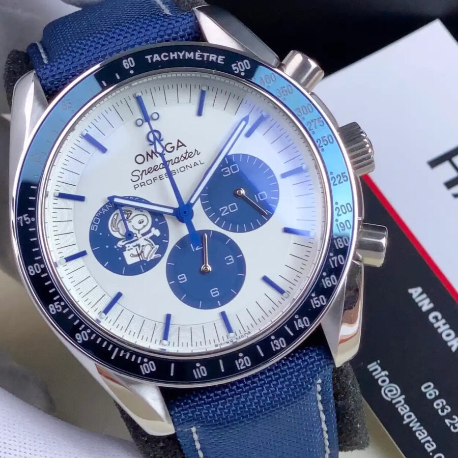 Oméga Speedmaster Argenté Bleu Chrono Hommes