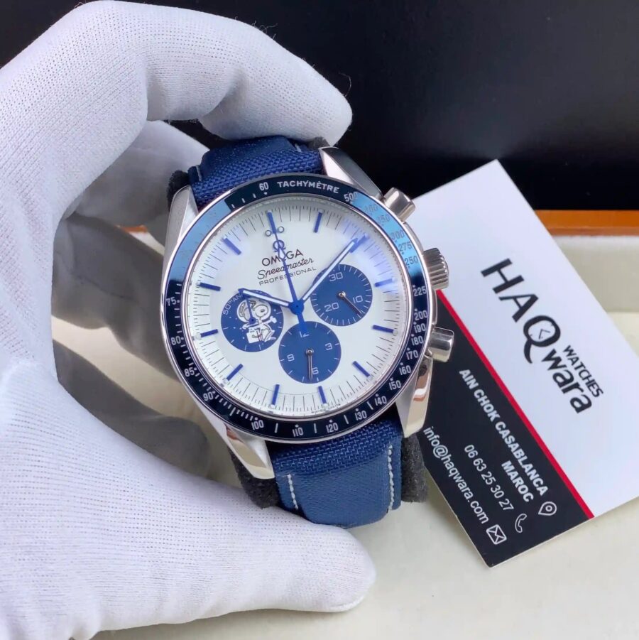 Oméga Speedmaster Argenté Bleu Chrono Hommes