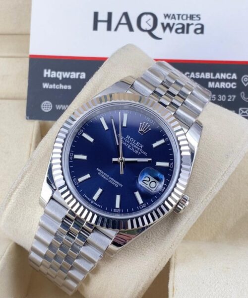 Date just Argente Jubilee Bleu 3235 Swiss