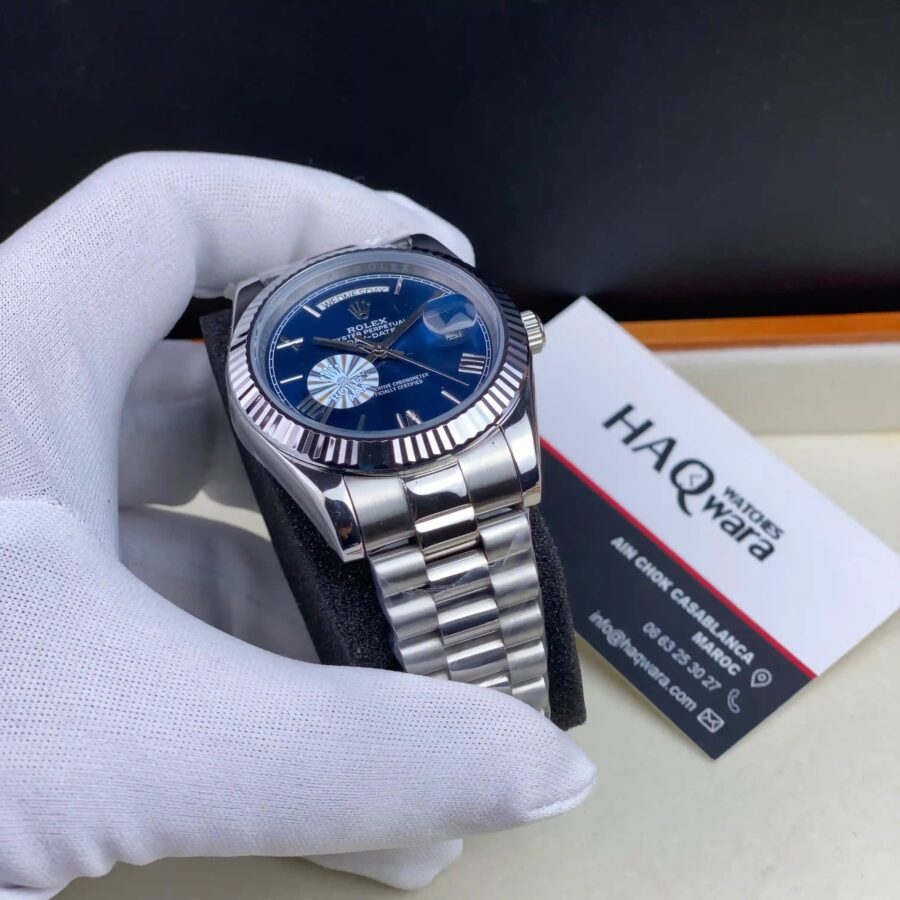 Day-Date Argente Bleu Hommes