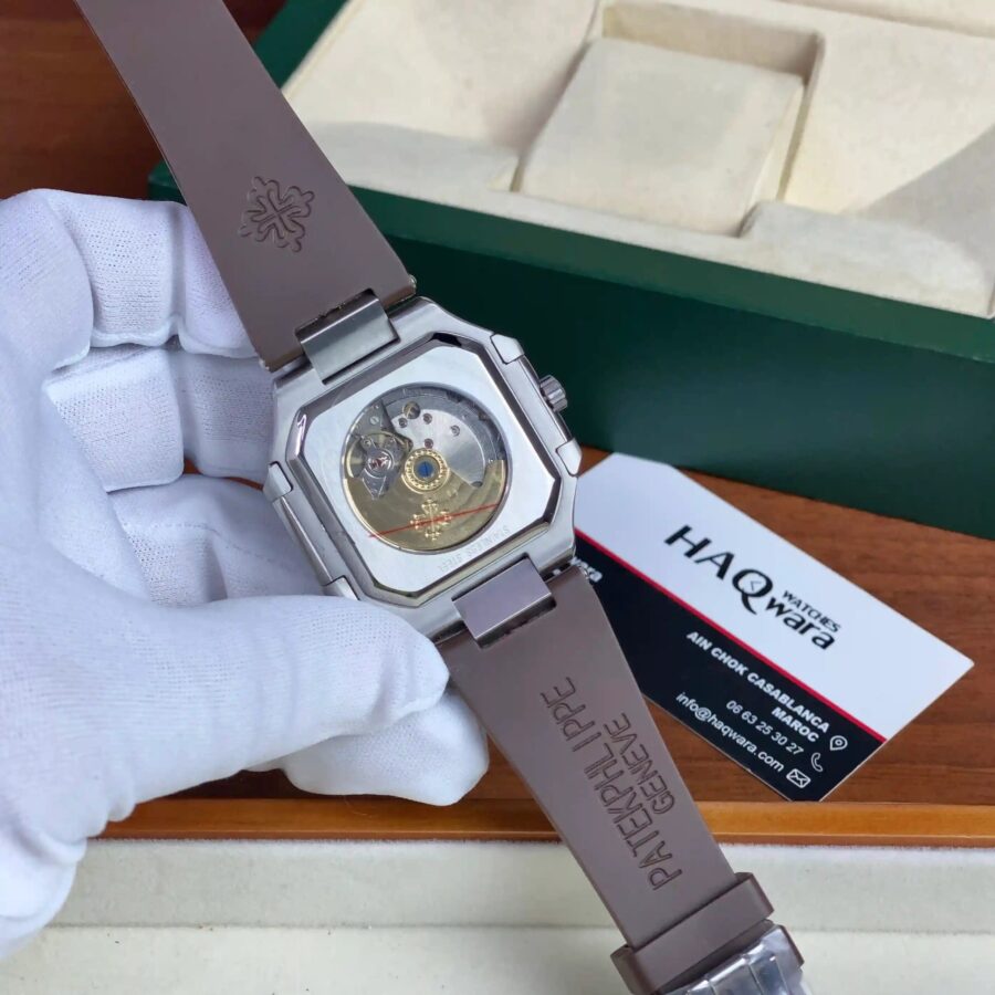 Patek Philippe Cubitus Argenté Marron Silicone
