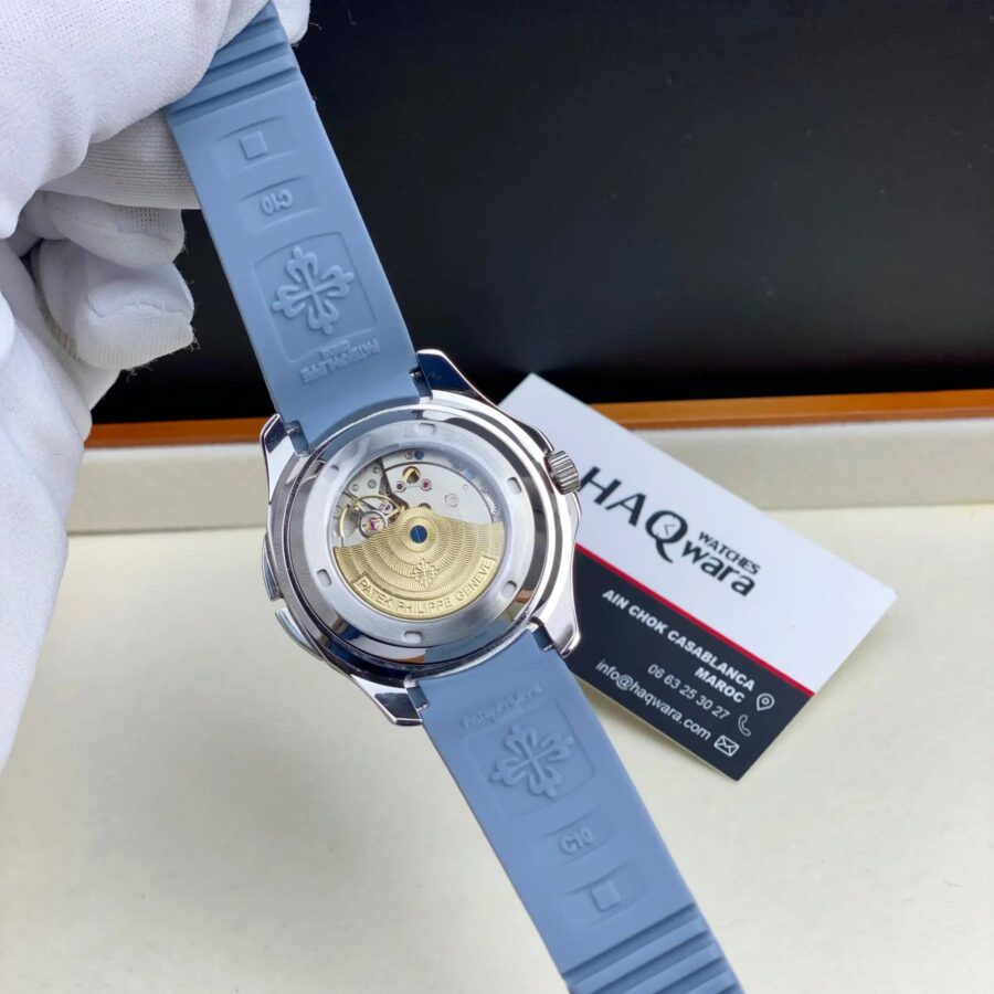 9E81027C-B0D7-43F5-A862-75A5C35F5E9C Patek Philippe Gmt Argenté Bleu Ciel Silicone