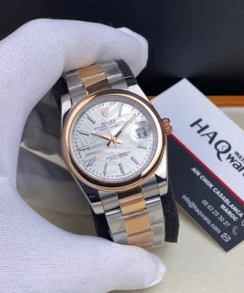 Rolex Date Just Argenté Rose Oyster Femmes