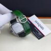 Cartier Santos Argenté Vert Cuire Automatique Hommes