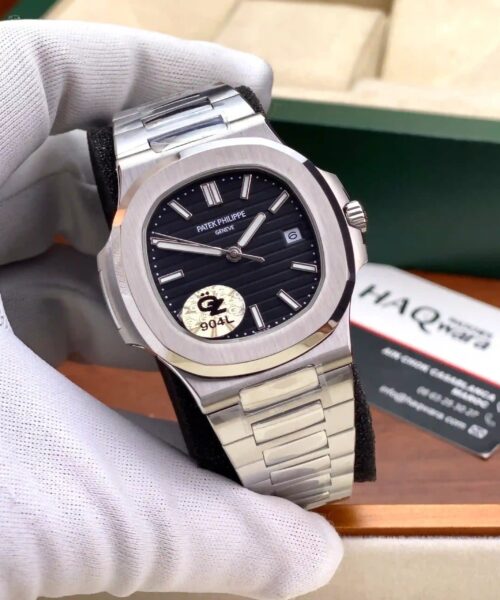Patek Philippe Nautilus Argenté Noir Hommes