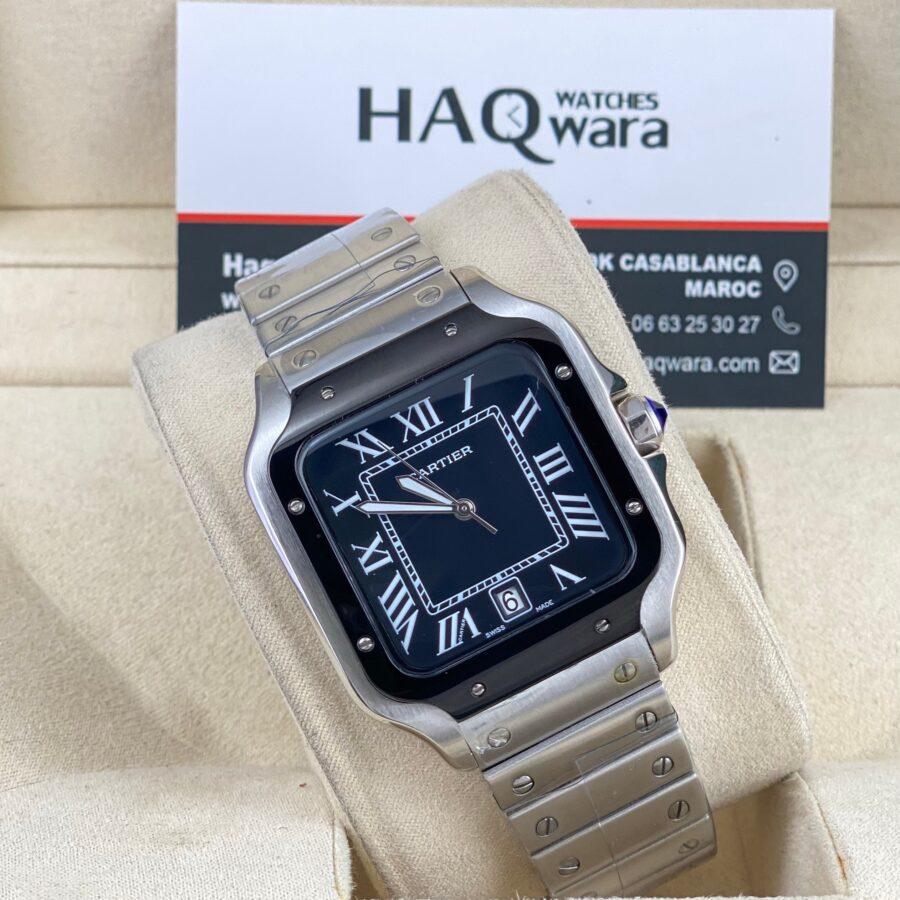 Cartier Santos Argenté Noir Hommes
