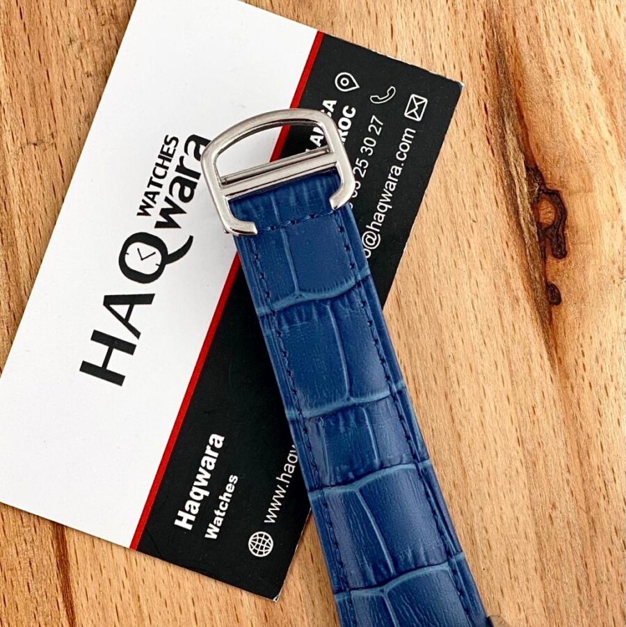 Cartier Santos Argenté Bleu Cuire