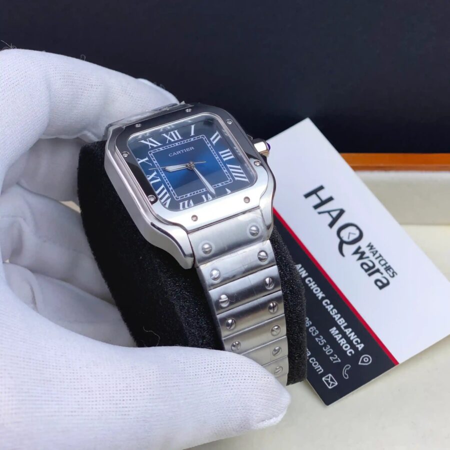 Cartier Santos Argenté Bleu Femmes