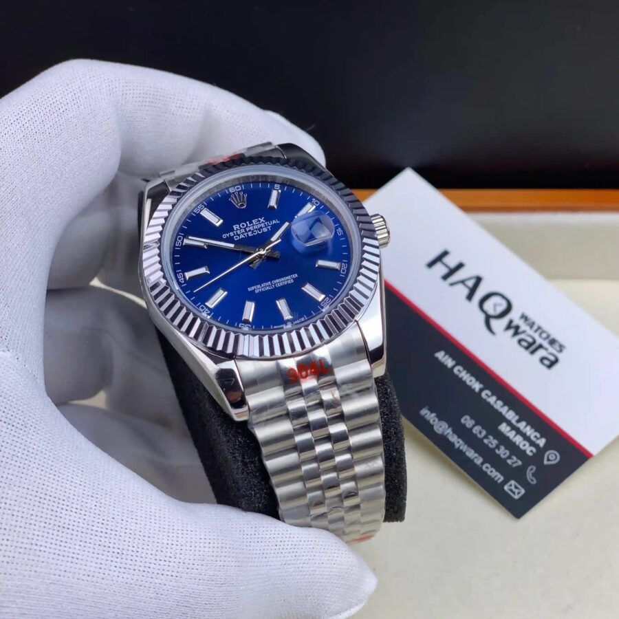 Date-just Argente Bleu Hommes