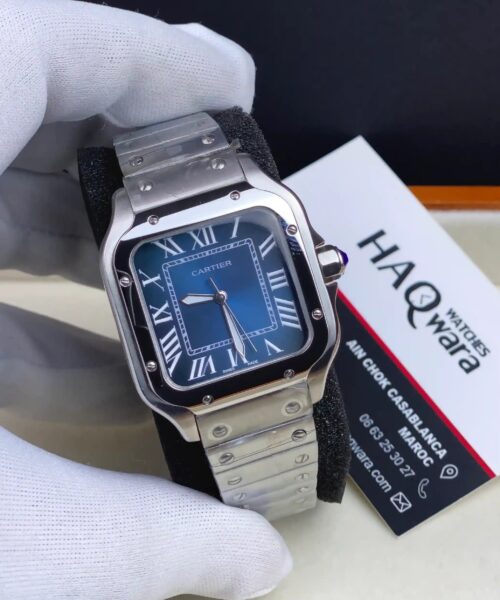 Cartier Santos Argenté Bleu Femmes