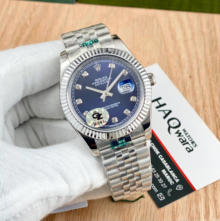 Date just A+ Argente Bleu 41 Pierres Hommes