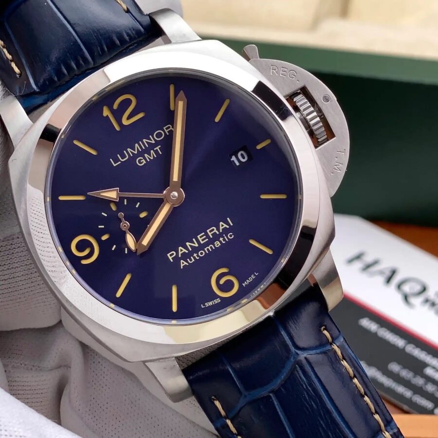 Panerai GMT Chiffres Automatique Argenté Blue