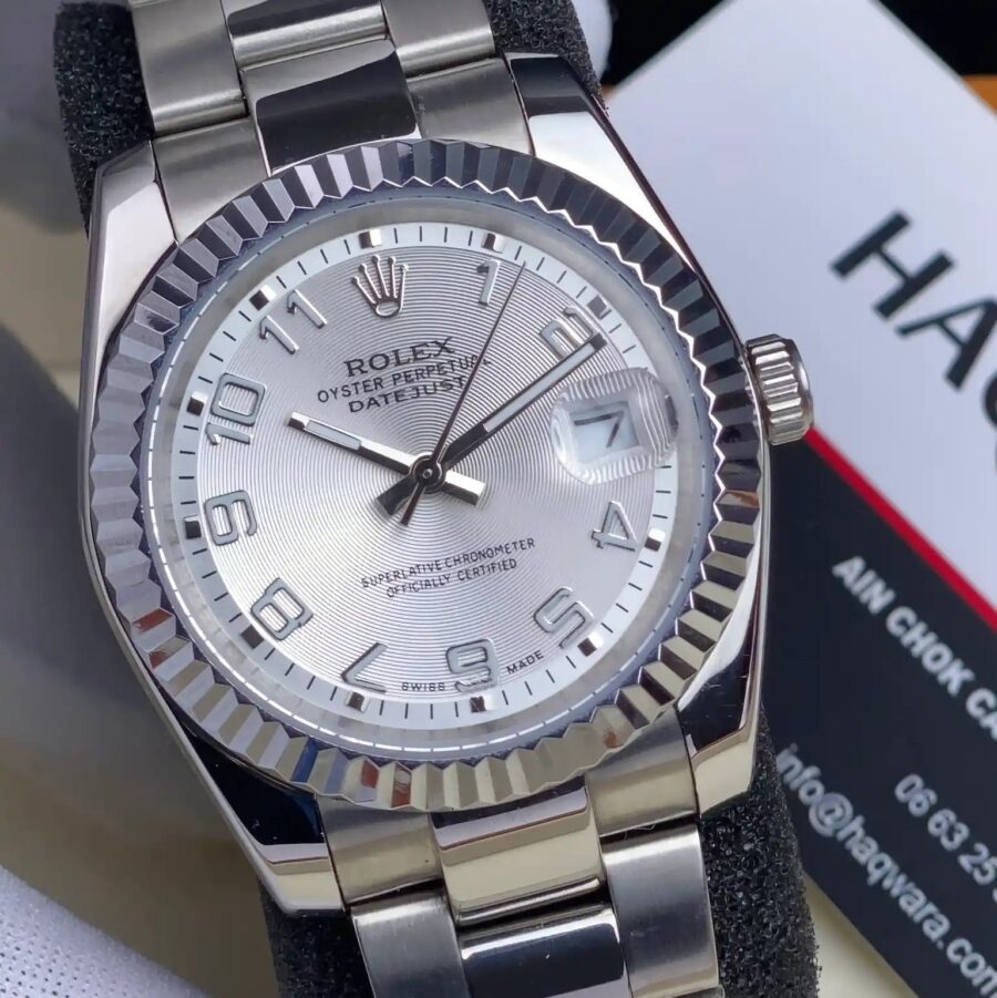 Rolex Date Just Argenté Blanc Femmes