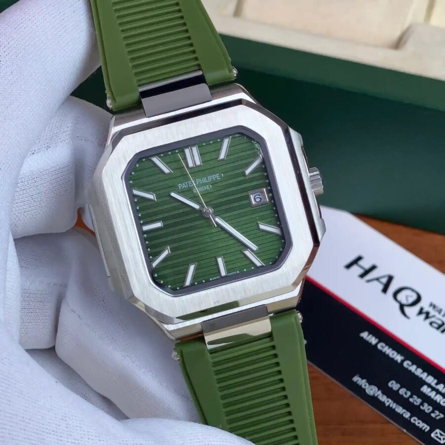 Patek Philippe Cubitus Argenté Vert Silicone