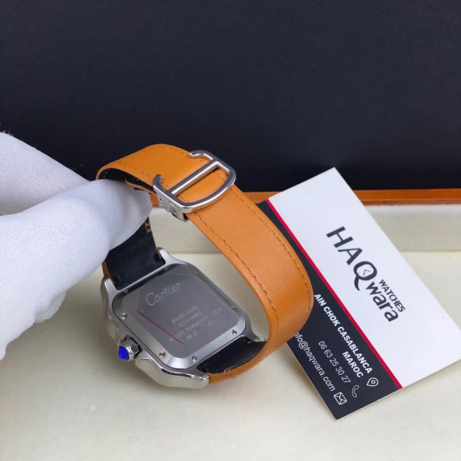 Cartier Santos Argenté Orange Cuire Automatique Hommes