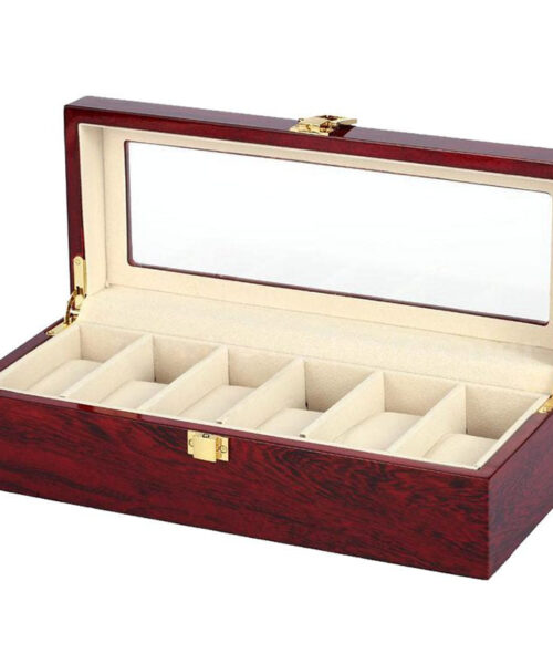 Boite 6 lots en bois de couleur rouge pour organisé les montre