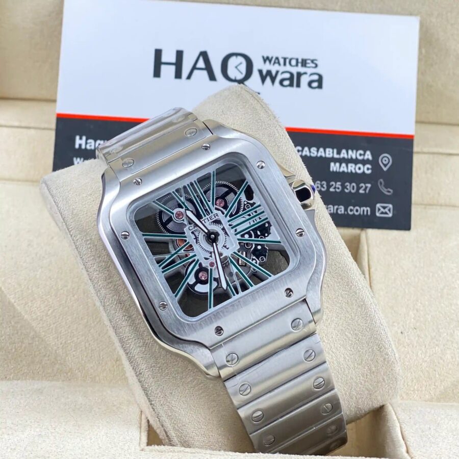 Cartier Santos Skeleton Argenté Vert