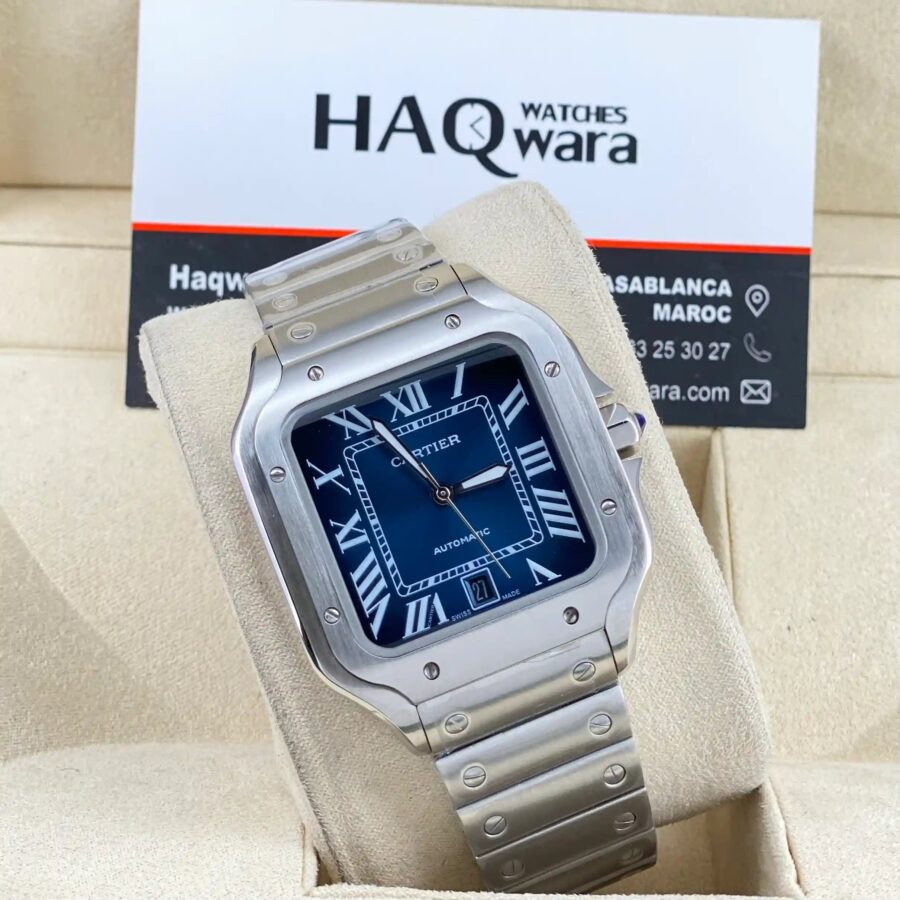 Cartier Santos Argenté Bleu