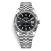 Date-just Argente Noir Hommes