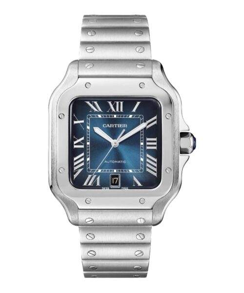 Cartier Santos Argenté Bleu
