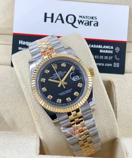 Date Just Argenté Dore Noir Pierres Femmes