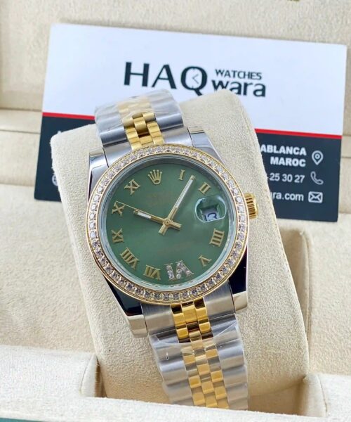 RLX Date juste 36 Verte Pierres Femmes