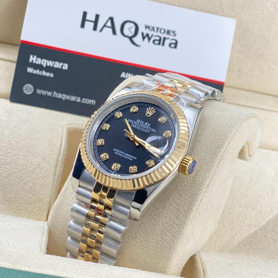 Date Just Argenté Dore Noir Pierres Femmes