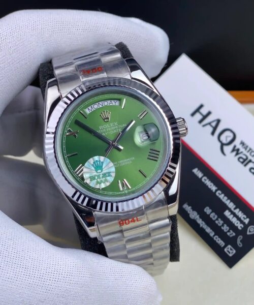 Day-Date Argente Vert Hommes