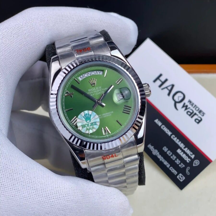Day-Date Argente Vert Hommes