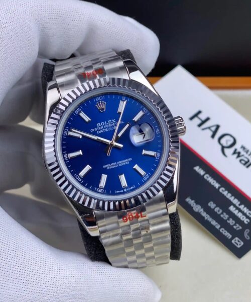 Date-just Argente Bleu Hommes