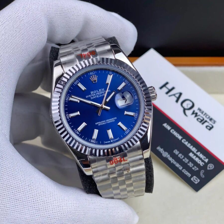 Date-just Argente Bleu Hommes